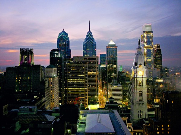 Philadelphia Skyline at Dusk from Loews