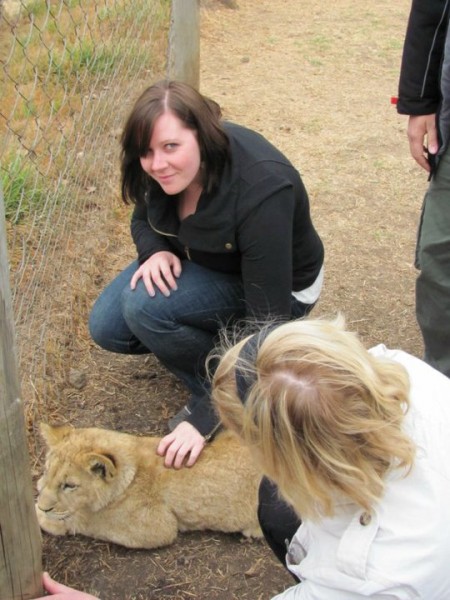 Me petting baby lion cub at Lion Park South Africa