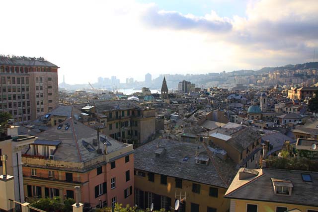 view from penthouse city hotel best western genoa italy