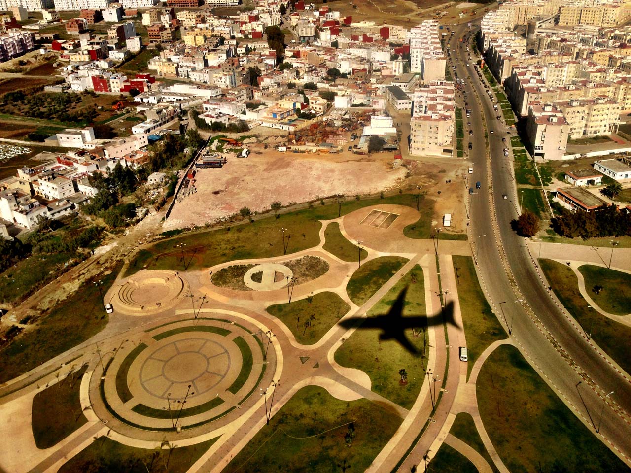 plane shadow over tangier morocco